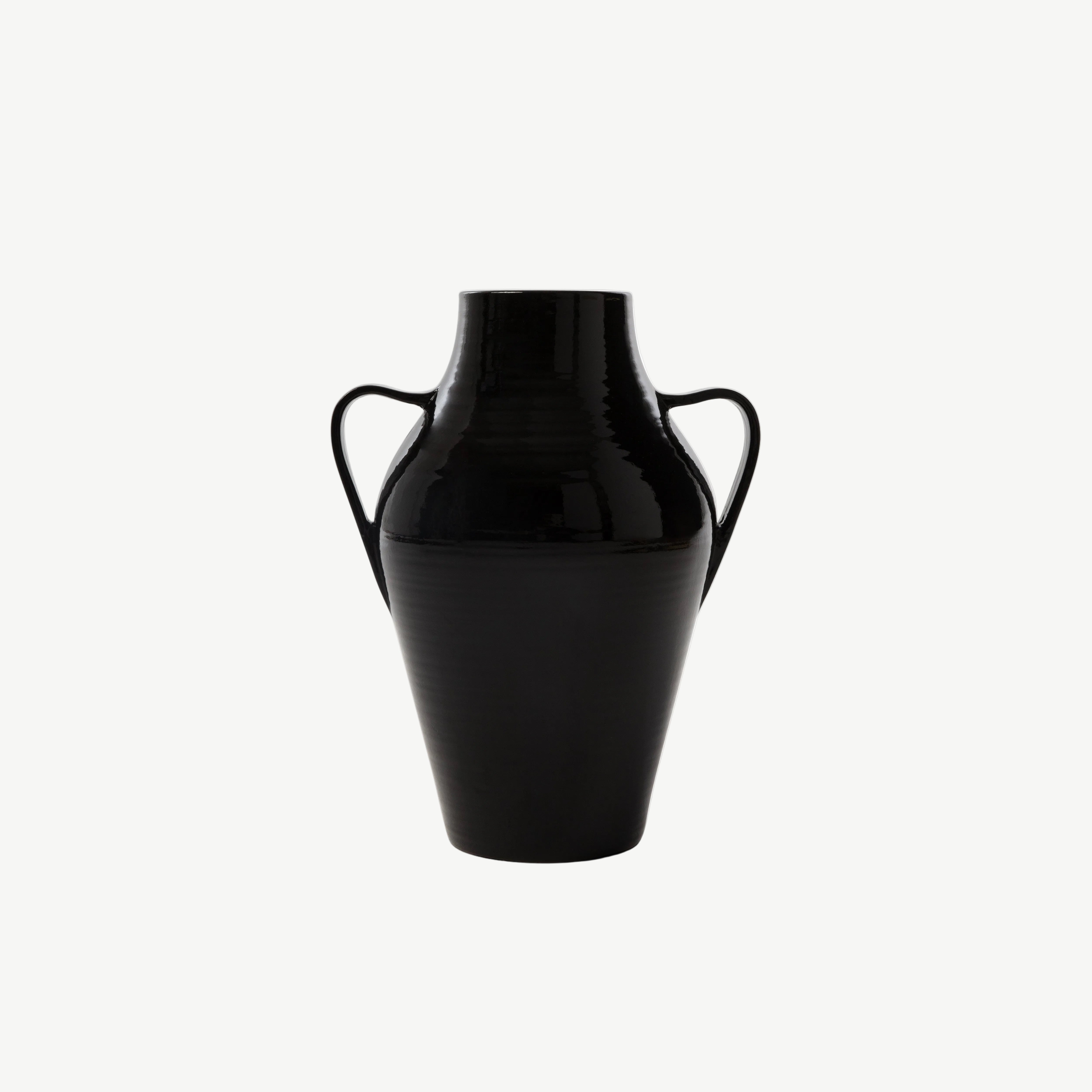 Quartara Glazed Ceramic Vase Black