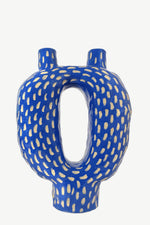 Blue Dotted Ceramic Candelabrum